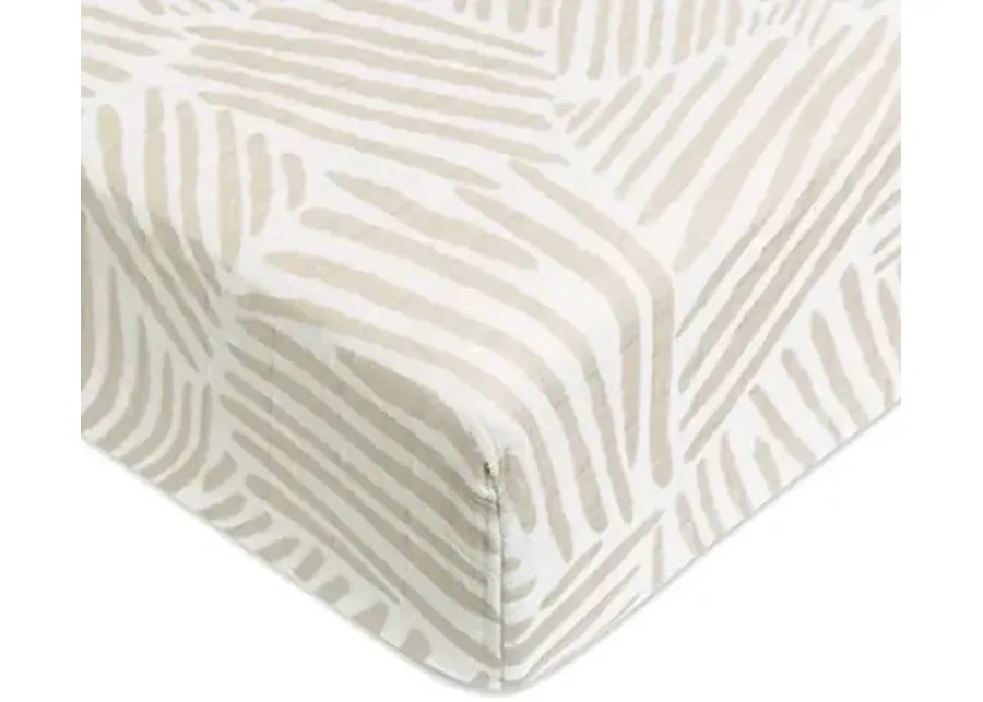 Babyletto 100% Organic Cotton Crib Sheet, GOTS-Certified, Fitted 360æ³, Ultra-Soft and Breathable Muslin - Oat Stripe-Oat Stripe