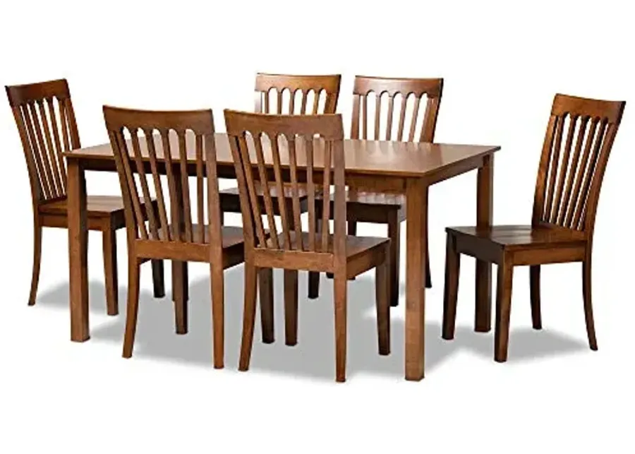 Baxton Studio Erion Modern and Contemporary Walnut Brown Finished Wood 7-Piece Dining Set-Walnut Brown