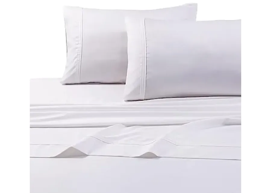 Tribeca Living King Bed Sheet Set, Soft Egyptian Cotton Sateen Solid Sheets and Pillowcase Set, Deep Pocket, 500 Thread Count, 6-Piece Luxury Bedding, White-White