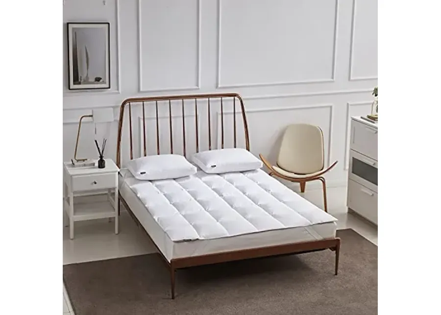 Beautyrest White Feather Down Mattress Topper King Size - 233 Thread Count Tencel/Cotton Blend Featherbed Cover with Elasticized Anchor Bands Mattress Pad-78