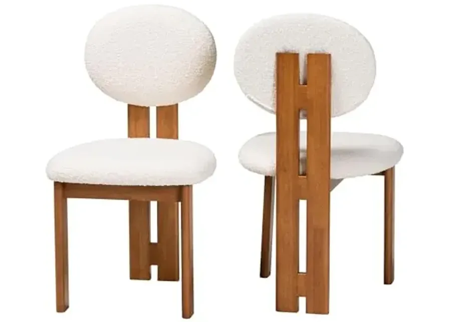 Baxton Studio Kacela Boucle Fabric Dining Chairs, Set of 2, Cream/Walnut Brown-Cream, Walnut Brown 1 65277-baxton-studio-kacela-boucle-fabric-dining-chairs-set-of-2-cream-walnut-brown-cream-walnut-brown-1.webp