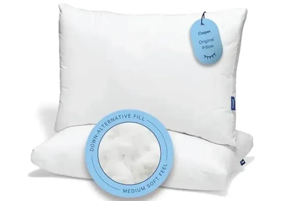 Casper Original Pillow for Sleeping, King, White, Two Pack-White