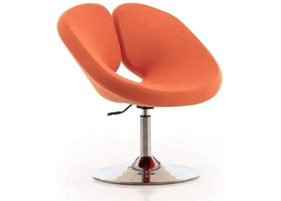 Manhattan Comfort Raspberry Mid Century Modern Living Room Round Seat Leather Accent Chair, 22\-Orange