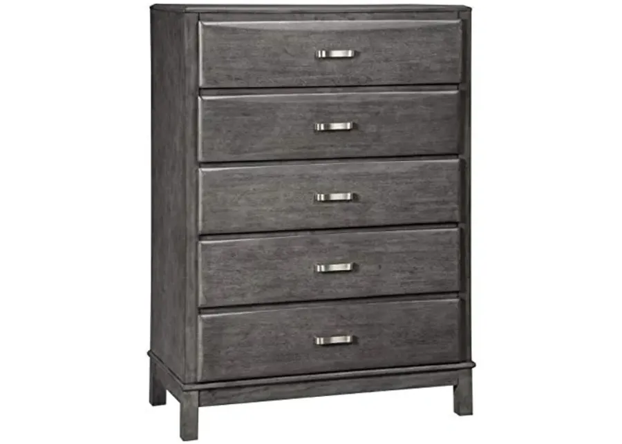 Signature Design by Ashley Caitbrook Contemporary 5 Drawer Chest with Dovetail Construction, Weathered Gray-Grey