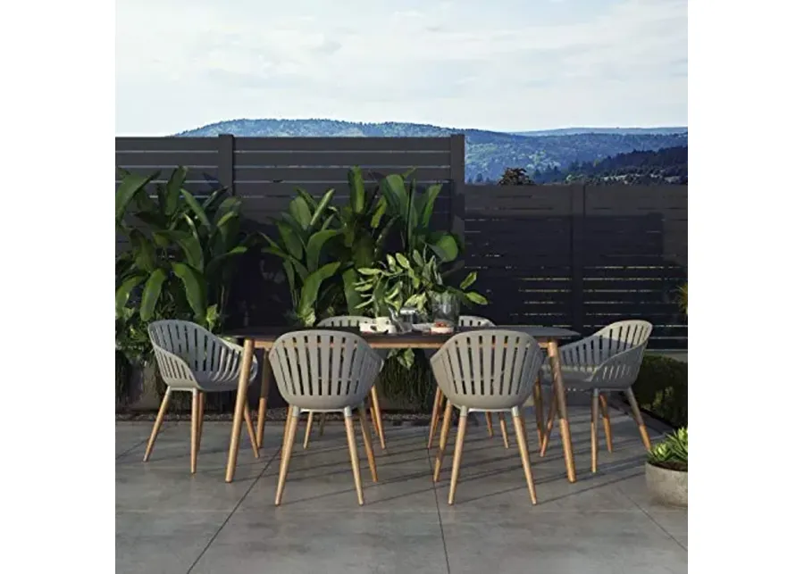 Amazonia Berwyn 7-Piece Outdoor Rectangular Dining Table Set | Eucalyptus Wood | Ideal for Patio and Indoors-7-piece