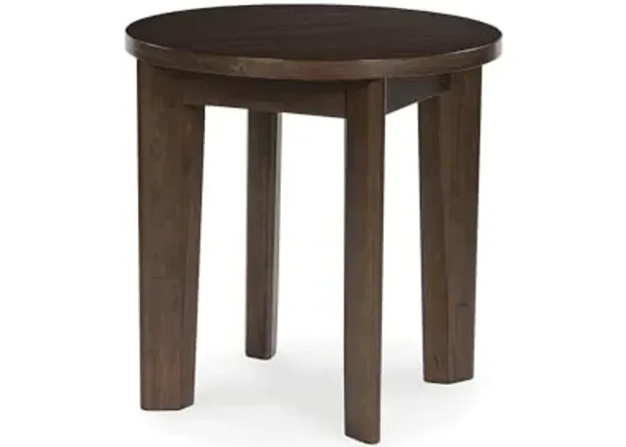 Signature Design by Ashley Korestone 2 Contemporary End Table with Tapered Legs, Dark Brown-Dark Brown