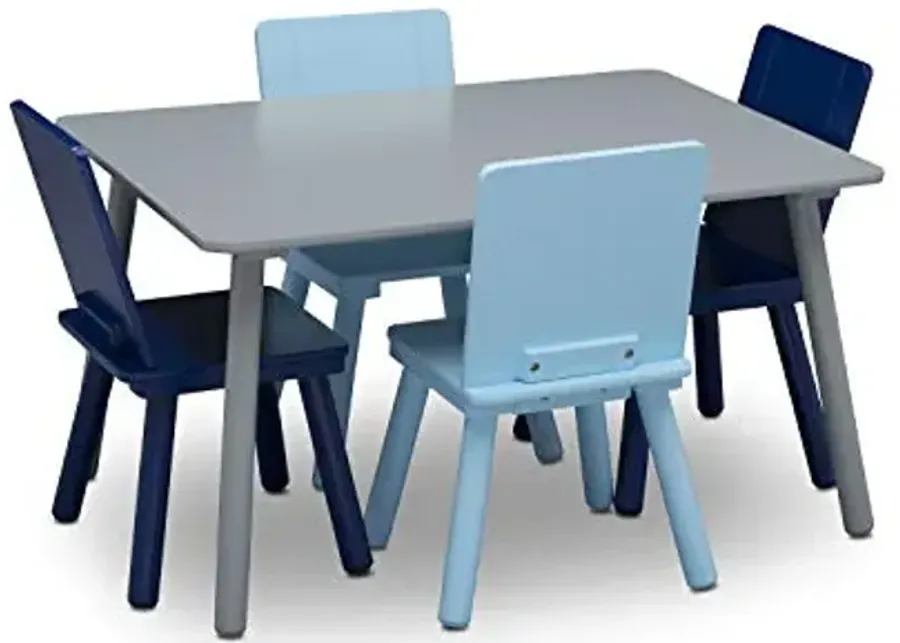 Delta Children Kids Table and Chair Set (4 Chairs Included), Grey/Blue-Grey, Blue