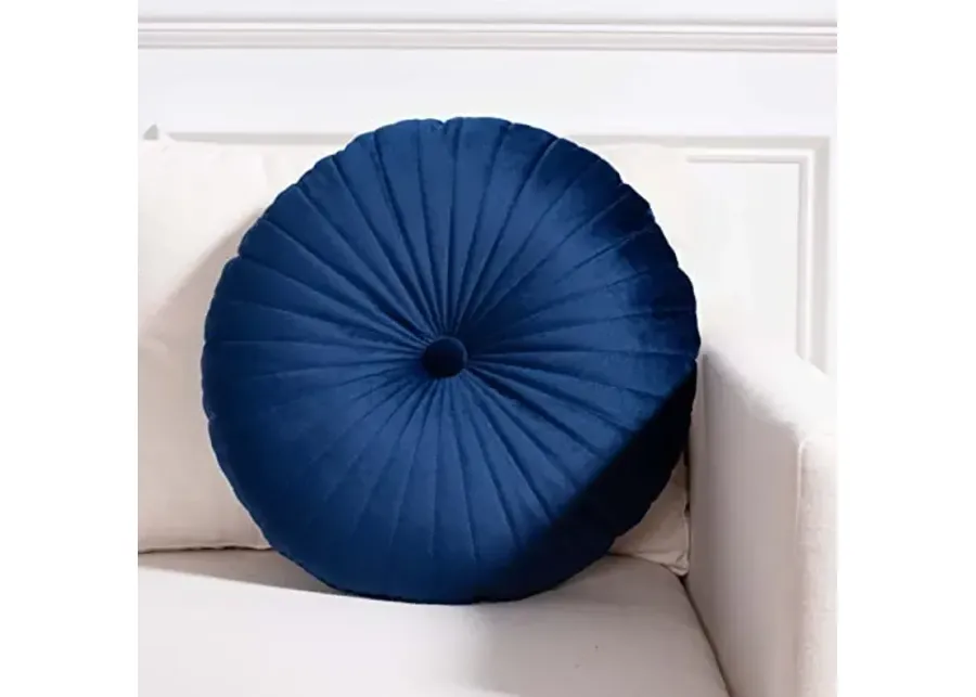 SAFAVIEH Home Collection Vallory Navy Blue Button Tufted 16-inch Round Decorative Accent Insert Throw Pillow, 1 Count (Pack of 1)-Navy