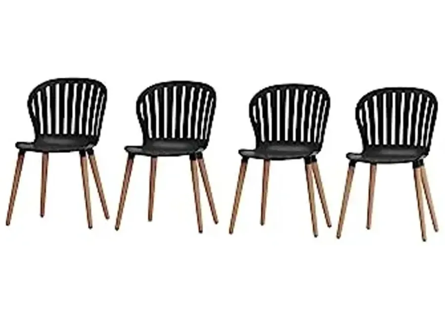 Amazonia Beira 4-Piece Dining Chairs | Teak Finish | Ideal for Patio and Outdoors, Black Chairs-Black