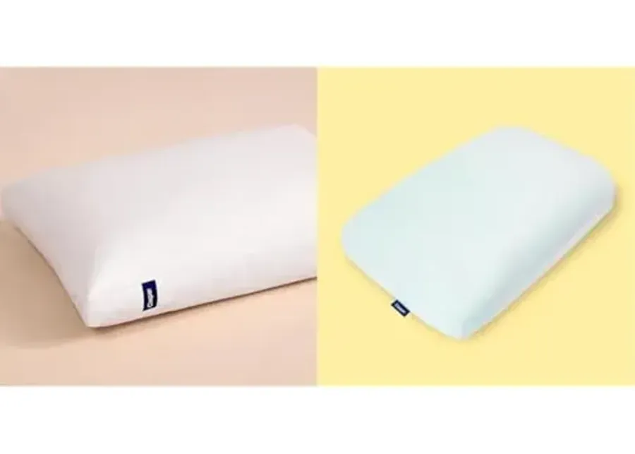 Casper Sleep Down Pillow for Sleeping, King, White & Sleep Hybrid Snow Pillow, King, White