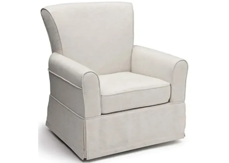 Delta Children Upholstered Glider Swivel Rocker Chair, Sand-Sand