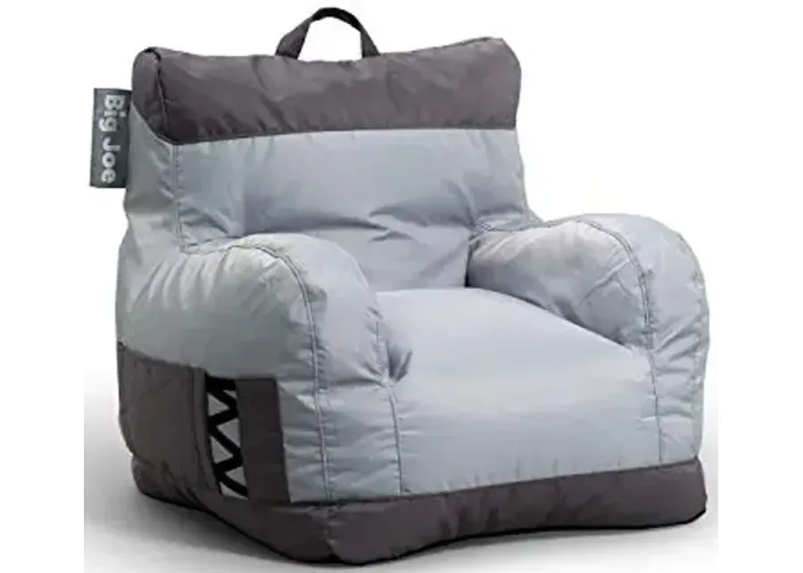 Big Joe Dorm Bean Bag Chair with Drink Holder and Pocket, Two Tone Gray Smartmax, Durable Polyester Nylon Blend, 3 feet-Grey