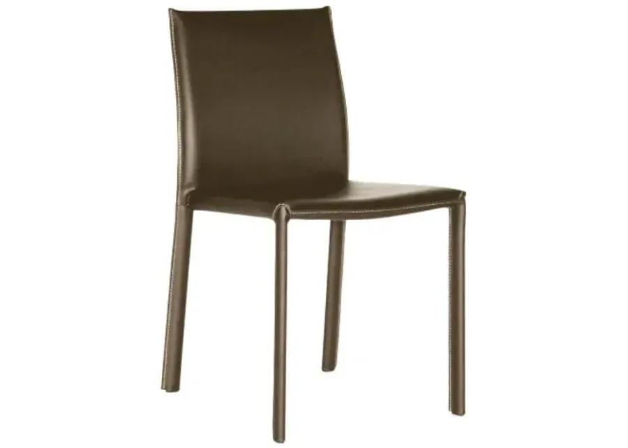 Baxton Studio Leather Dining Chair, Set of 2, Espresso Brown-brown