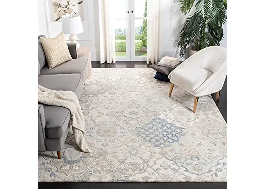 SAFAVIEH Glamour Collection 9' x 12' Grey/Blue GLM622F Handmade Premium Wool Area Rug-108
