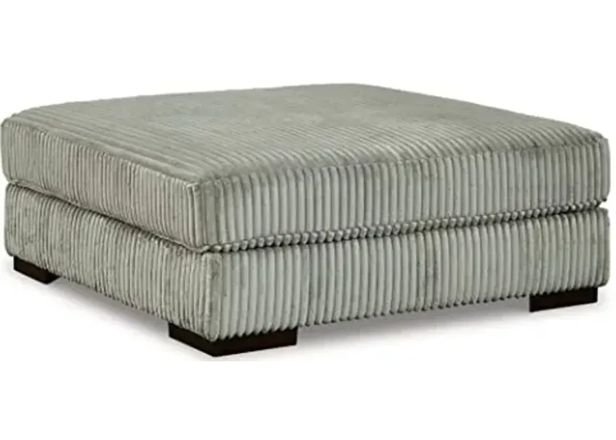 Signature Design by Ashley Lindyn Contemporary Square Tufted Upholstered Oversized Accent Ottoman, Light Gray-Grey