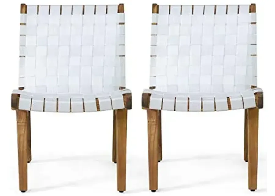 Christopher Knight Home Charlotter Outdoor Lounge Chair, White + Teak-28