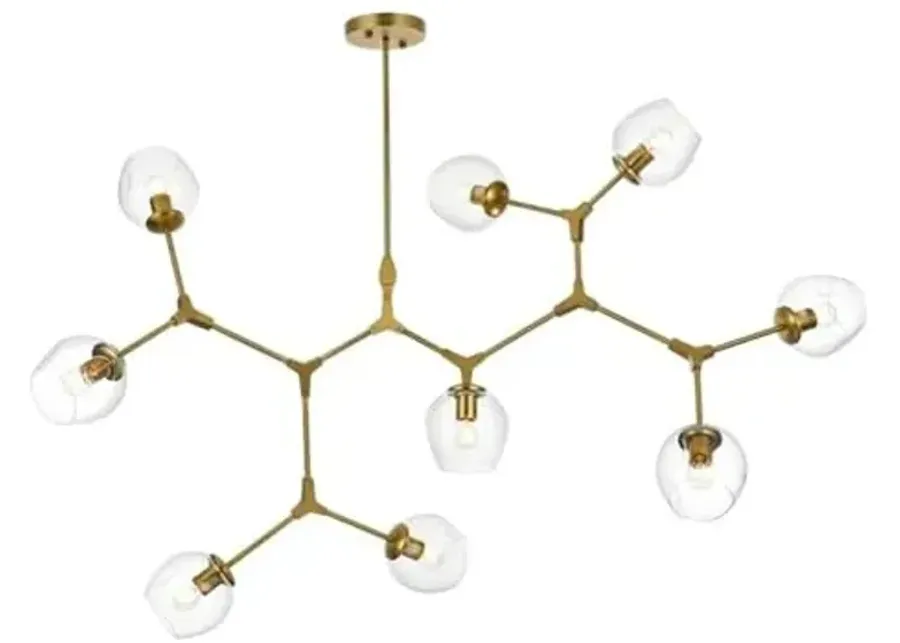Elegant Lighting Cavoli 60" 9-Light Metal & Glass Chandelier in Brass/Clear-35
