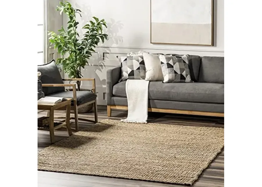 nuLOOM Hailey Hand Woven Jute Area Rug, 6' x 9', Natural, Rectangular, 0.75" Thick-Hailey Natural