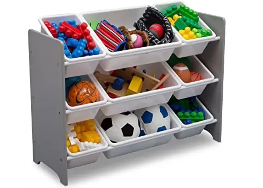 Delta Children MySize 9 Bin Plastic Toy Organizer - Greenguard Gold Certified, Grey-Grey