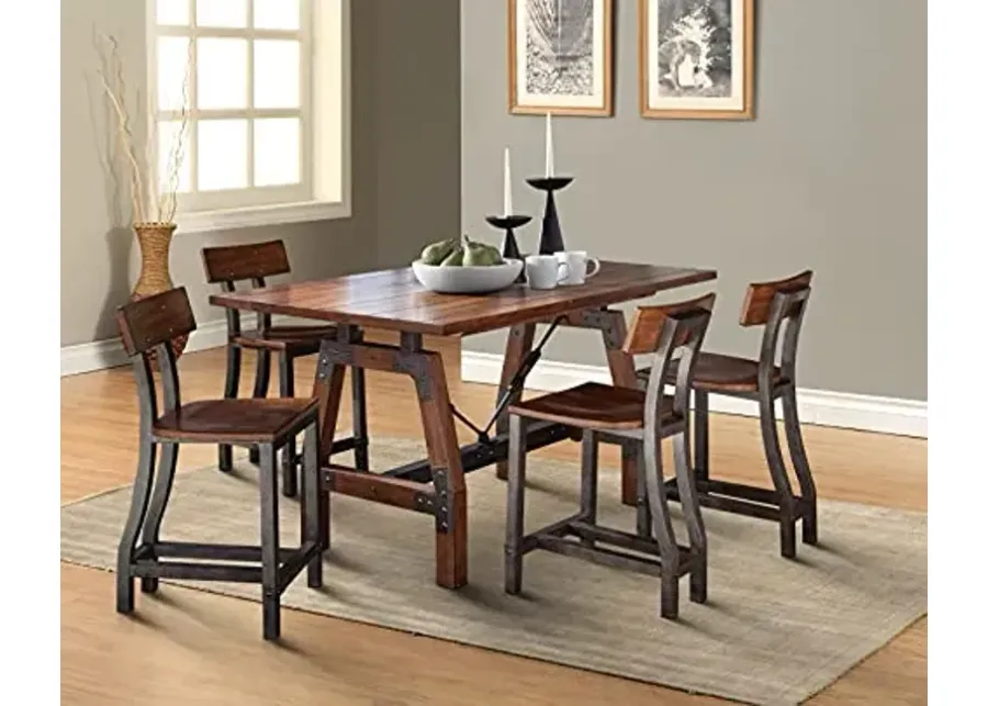 Lexicon Kanyon 5-Piece Counter Height Dining Set, Rustic Brown/Gunmetal-Rustic Brown, Gunmetal