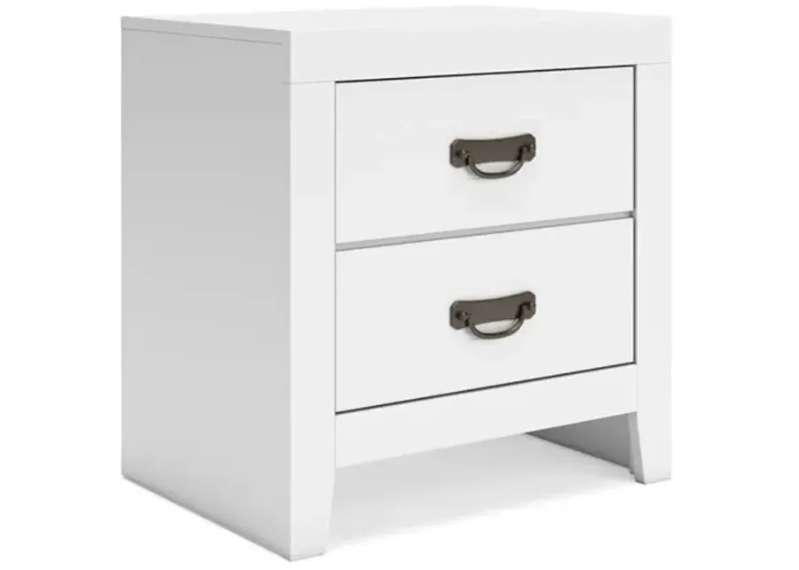 Signature Design by Ashley Binterglen Casual 2 Drawer Nightstand with Safety Stop, 23.63" Tall, White-White