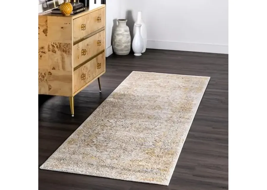 nuLOOM Shaunte Vintage Speckled Runner Rug , 2' 6" x 6', Gold, Rectangular, 0.4" Thick-Gold