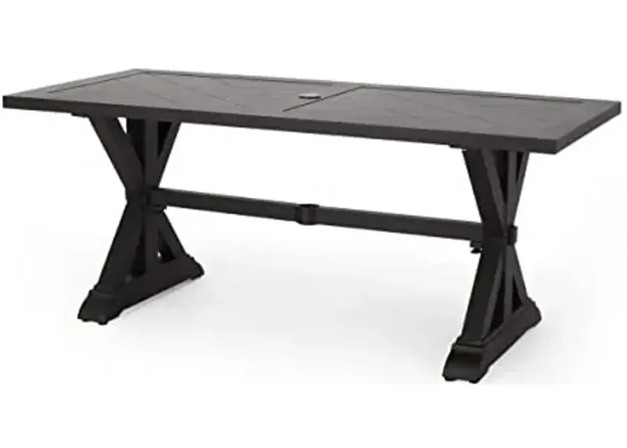 Christopher Knight Home Outdoor Dining Table, Antique Matte Black-Antique Matte Black