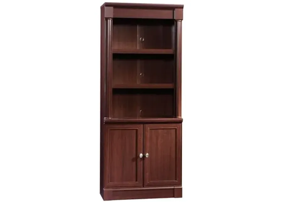 Sauder Palladia Book Shelf, Bookshelf with Storage, Library Bookcase with Doors and Adjustable Shelves, L: 29.37" x W: 13.90" x H: 71.85\-Select Cherry