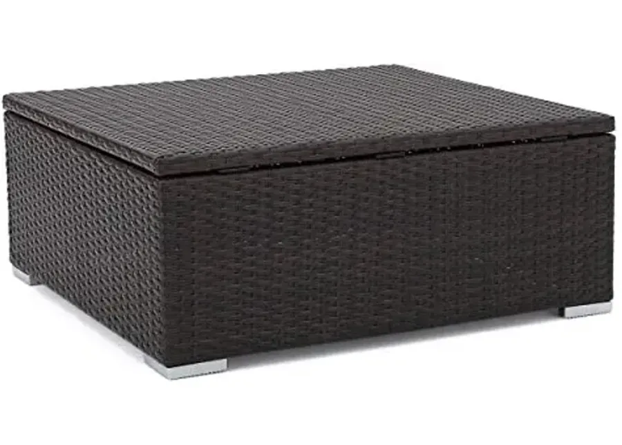 Christopher Knight Home Santa Rosa Outdoor Wicker Coffee Table with Storage, Multibrown-Multibrown