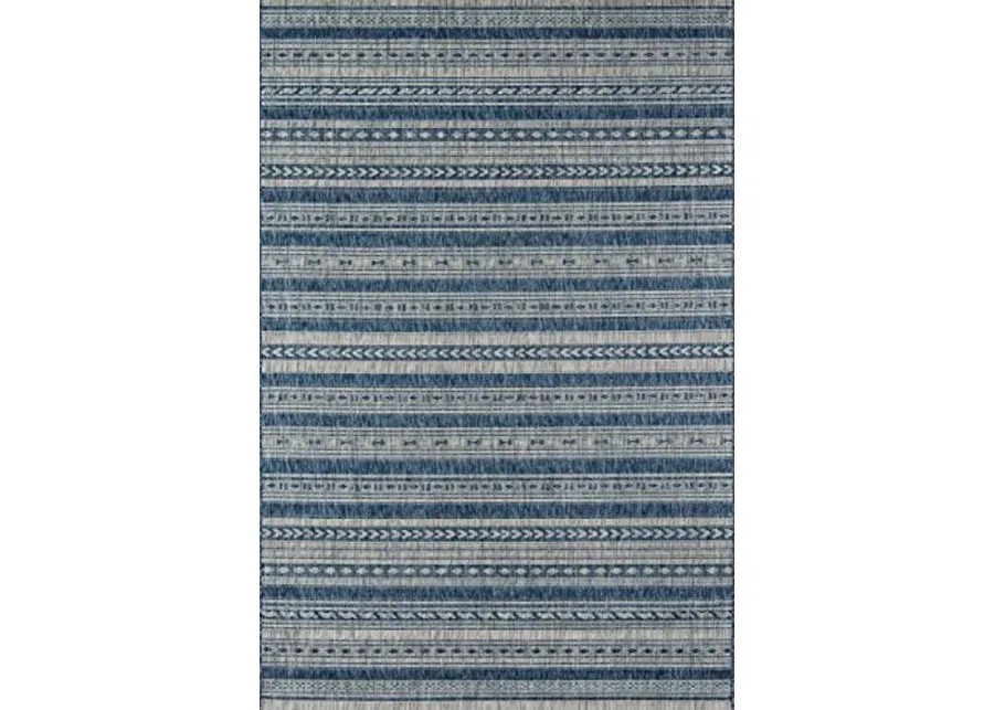 Novogratz by Momeni Villa Collection Tuscany Indoor Outdoor Blue Area Rug, 5'3" x 7'6" Sized Mat for Pool, Patio, Porch, Balcony, Kitchen, Bedroom, Livingroom and Home Office-Blue