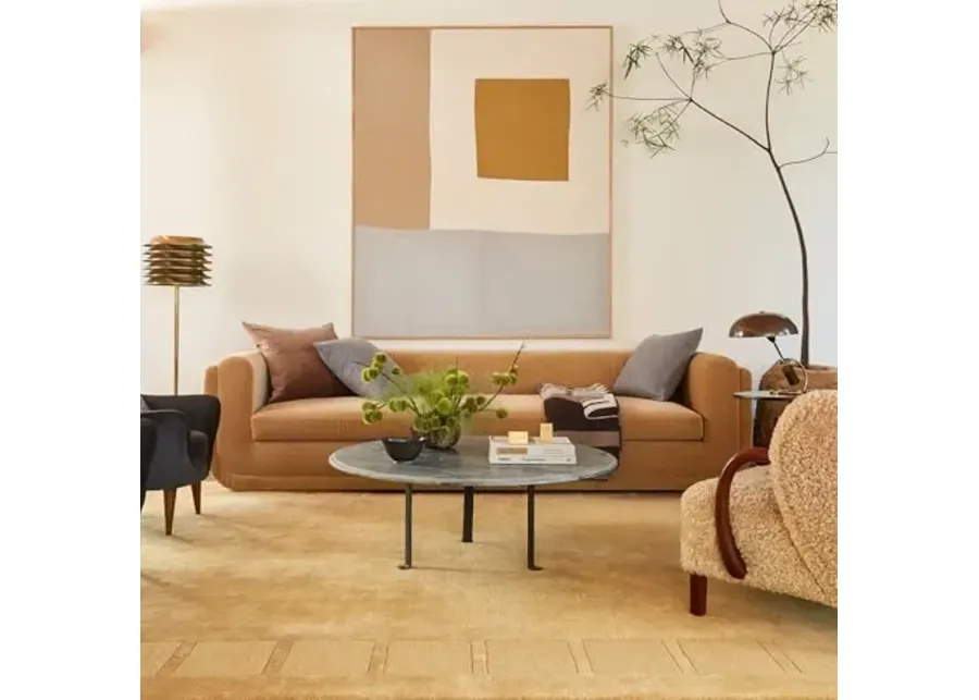 Rugs USA 7'6" x 9'6" Petra High-Low Wool-Blend Indoor Area Rug, Contemporary Style for Living Room, Bedroom, Office, Entryway, Hallway, Golden Butter-Petra Golden Butter