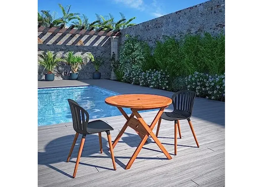 Amazonia Royalty 4-Piece Indoor Dining Chair Set | Teak Finish | Ideal for Indoors, White Chairs-20
