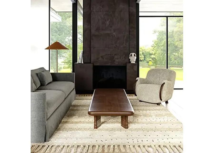 Rugs USA Chandy Textured Wool Area Rug, 6x9, Cream-Ivory