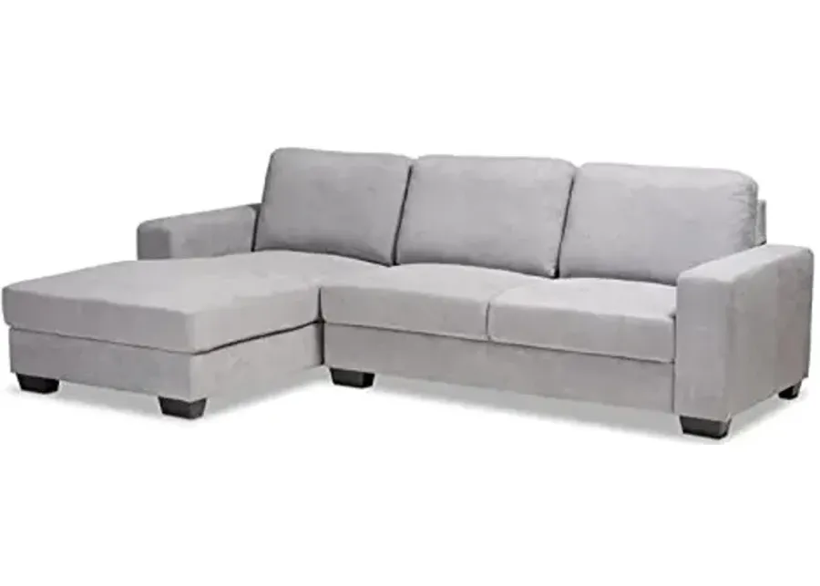 Baxton Studio Nevin Modern and Contemporary Light Grey Fabric Upholstered Sectional Sofa with Left Facing Chaise-Light Grey