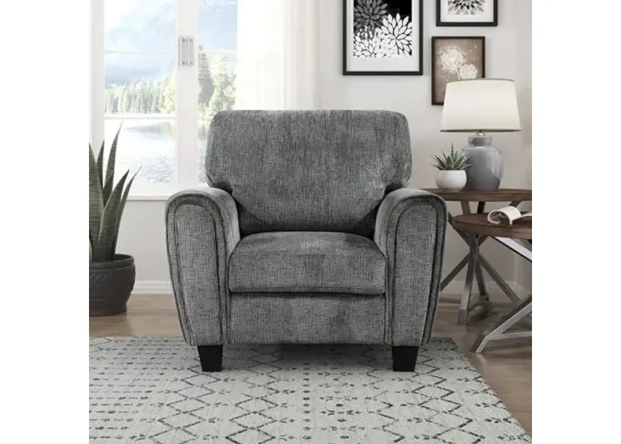 Lexicon Severine Chenille Living Room Chair, Dark Gray-Dark Gray