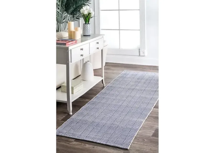 nuLOOM Hand Loomed Kimberley Runner Rug, 2' 6" x 8', Navy-Navy