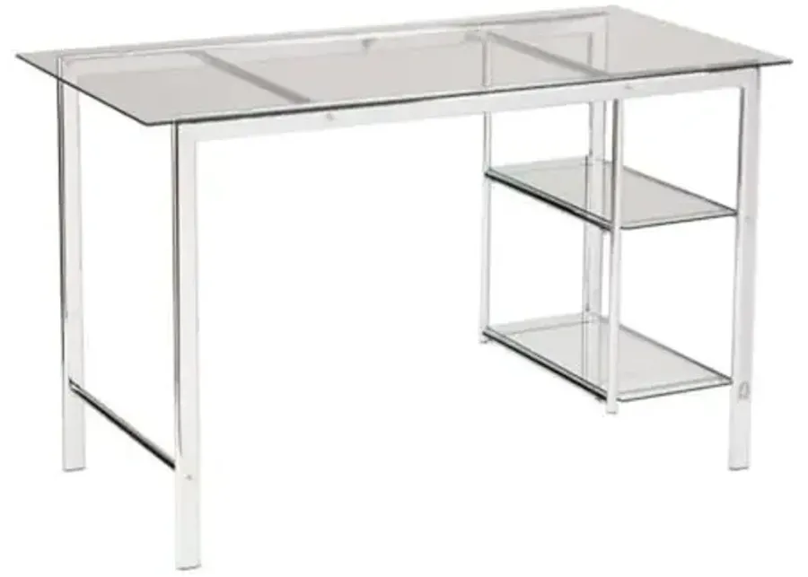 Southern Enterprises SEI Furniture Oslo Glass Desk in Chrome-Chrome