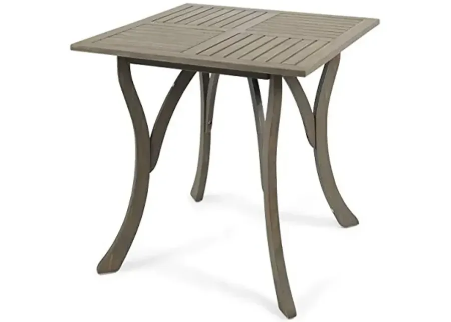 Christopher Knight Home Baia Outdoor Acacia Wood Square Dining Table, Gray-Grey