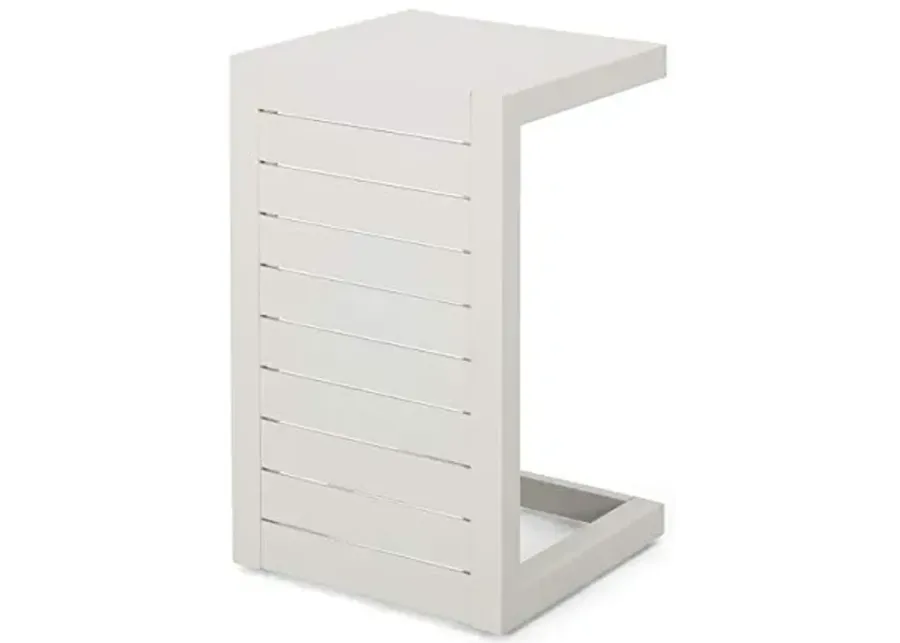 Christopher Knight Home Jesse Coral Outdoor Modern Aluminum C-Shaped End Table, White-White