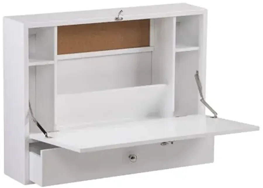Southern Enterprises SEI Furniture Wall Mount Folding Floating Desk in White-White