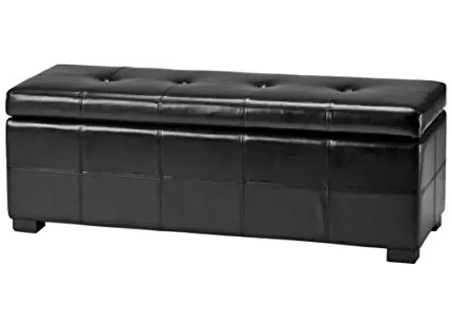 Safavieh Hudson Collection NoHo Tufted Brown Leather Large Storage Bench-Black