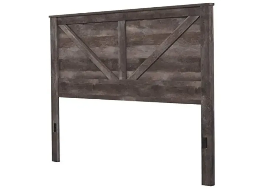 Signature Design by Ashley Wynnlow King Crossbuck Panel Headboard, Rustic Gray-Gray