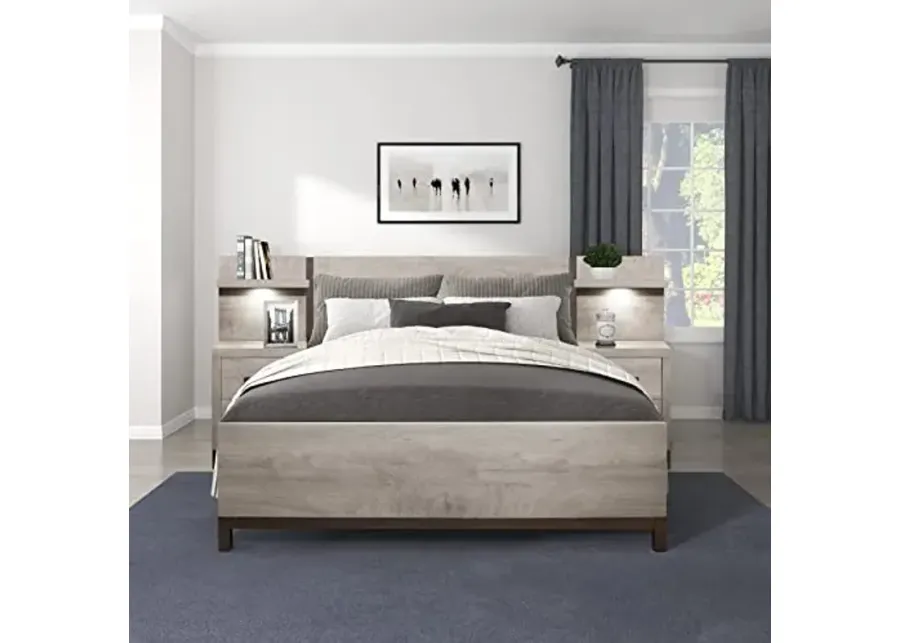 Lexicon Azalea 3-Piece Bedroom Set, Queen, Light Gray/Gunmetal-Light Gray, Gunmetal