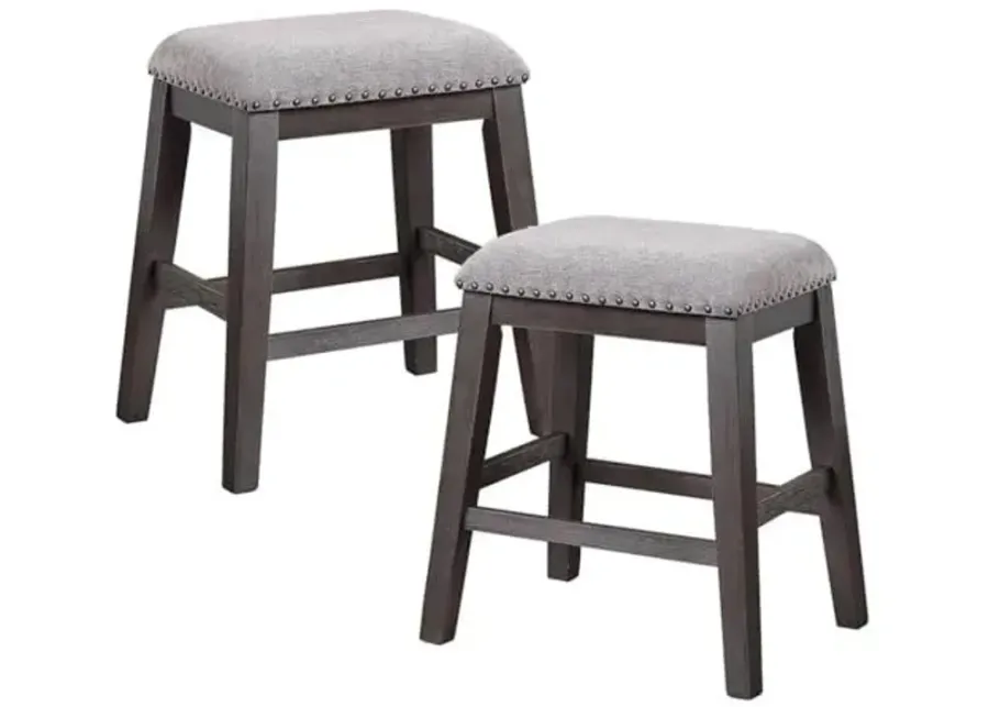 Lexicon Timbre Contemporary Wood Counter Height Stools in Gray (Set of 2)-Grey