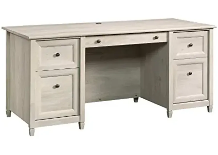 Sauder Edge Water Executive Desk, Chalked Chestnut, 65" Home Office Desk with Storage-Chalked Chestnut