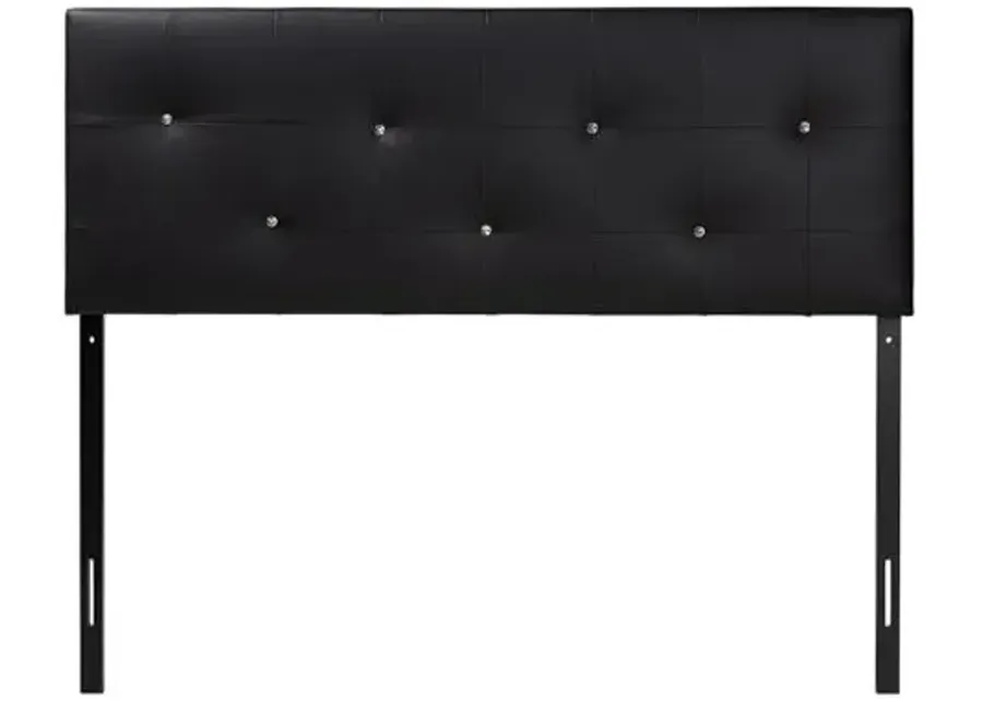 Baxton Studio Dalini Modern and Contemporary King Black Faux Leather Headboard with Faux Crystal Buttons-3.15