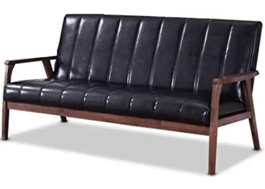 Baxton Studio Nikko Sofa, 29.45LX63.38WX31.59H, Black-Black