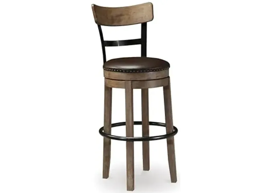 Signature Design by Ashley Pinnadel 30" Modern Swivel Pub Height Barstool, Light Brown-Light Brown