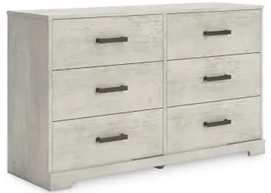 Signature Design by Ashley Shawburn Vintage 6 Drawer Dresser with Safety Stop, Light Gray-Light Gray
