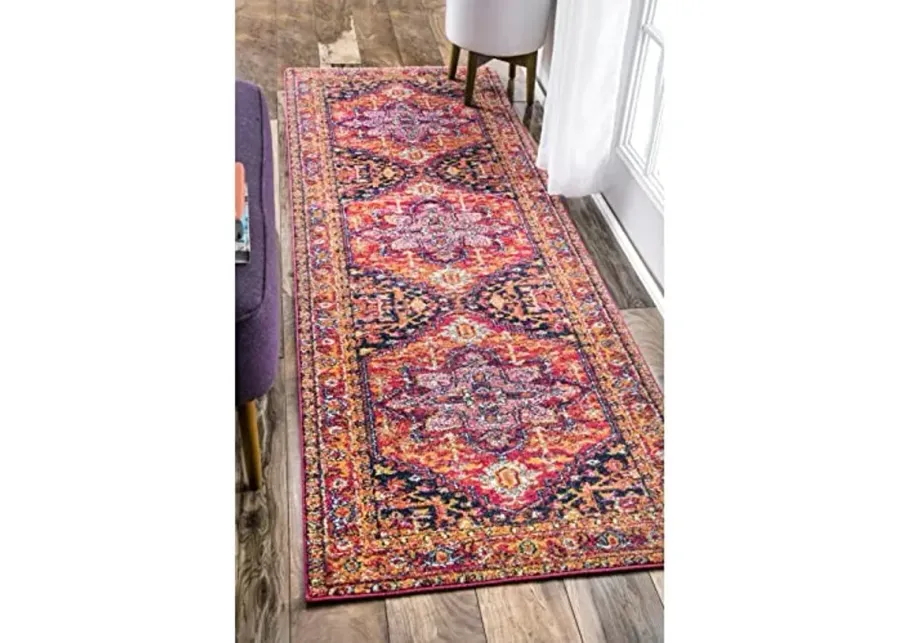 nuLOOM Jaclyn Bohemian Medallion Runner Rug, 2' x 6', Pink-Pink